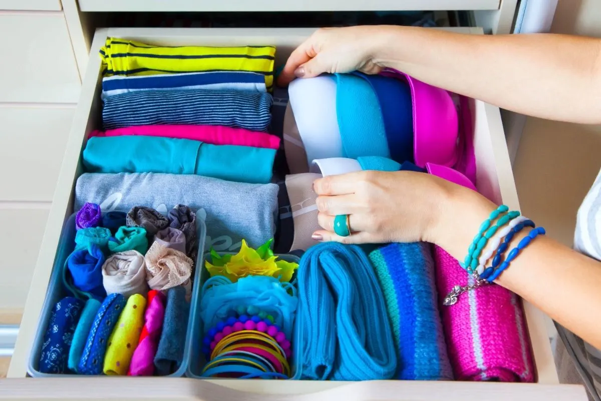 drawer with folded clothes