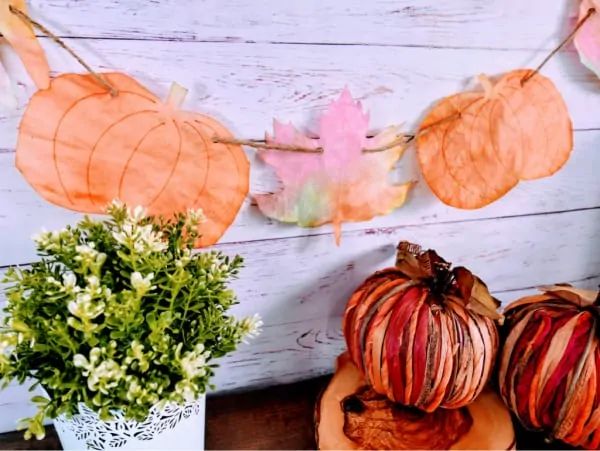 Coffee Filter Leaf and Pumpkin Craft