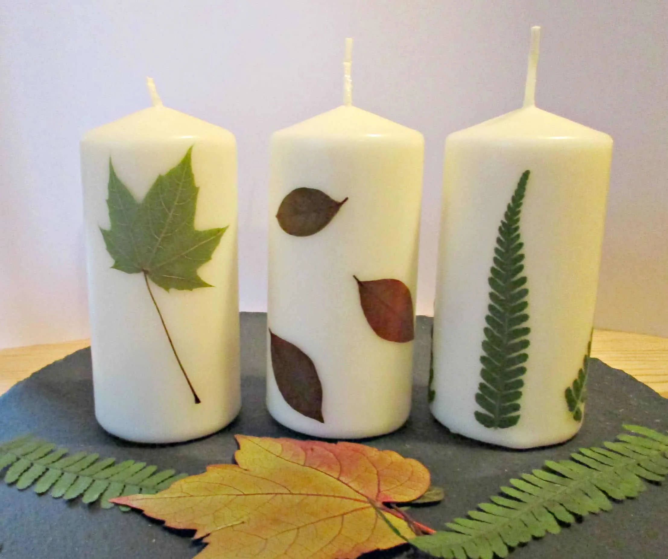 Pressed Leaves Candles
