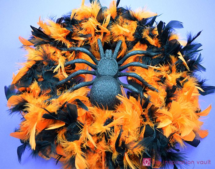 Feather Boa Halloween Wreath