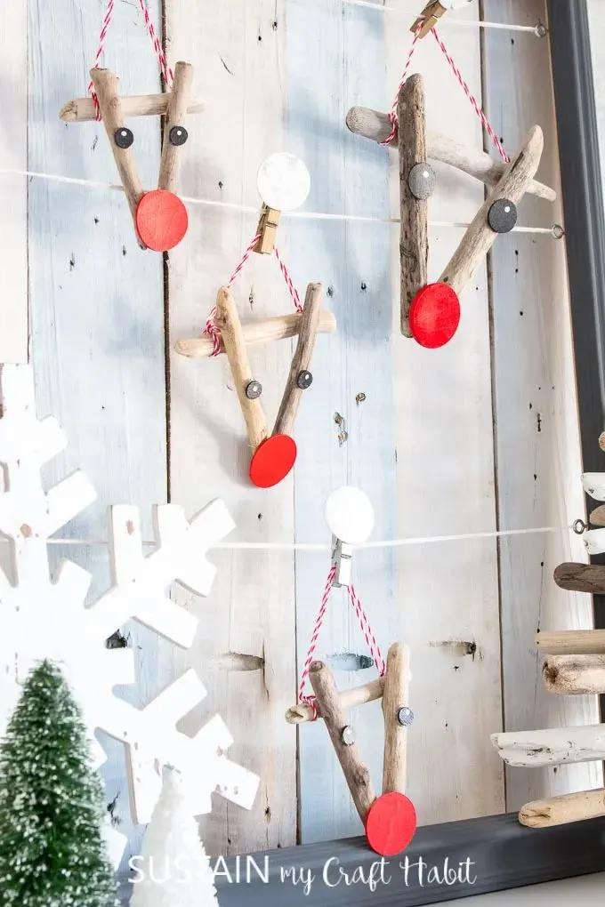 Reindeer Driftwood Ornaments