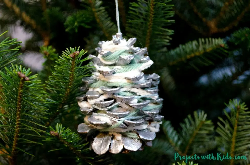 Yarn Wrapped Pinecone Ornaments