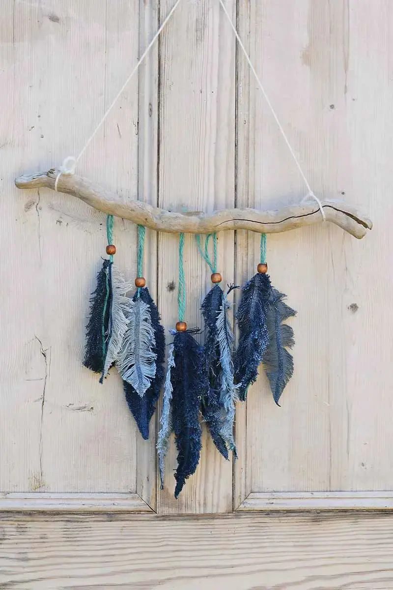 Denim Feather Wall Decor