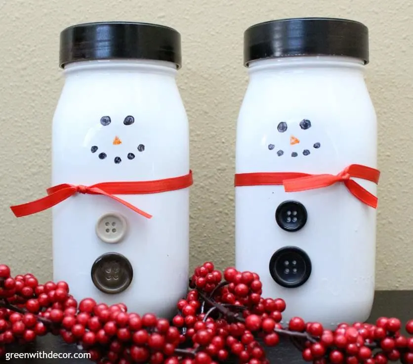 Snowmen From Glass Jars