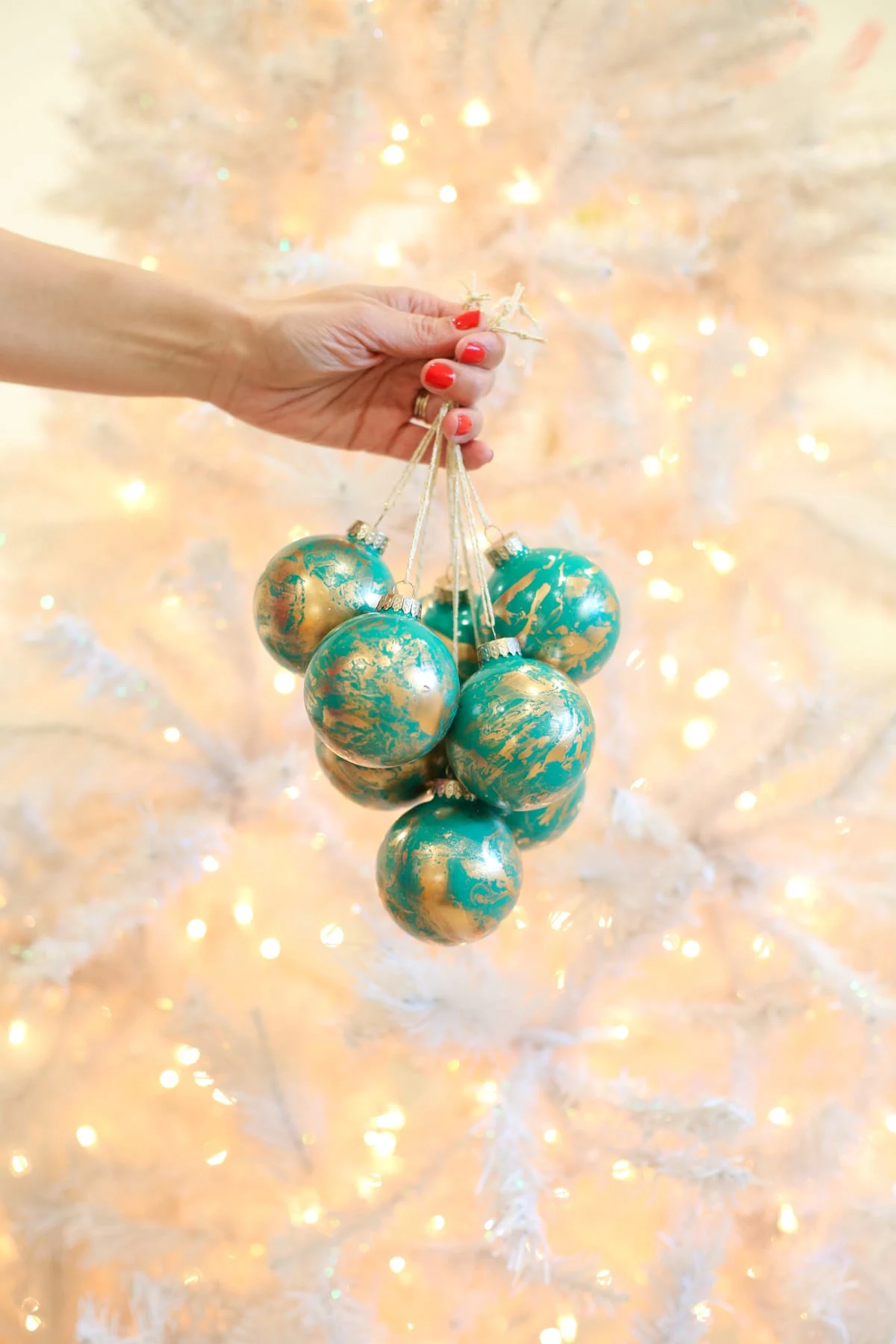 DIY Christmas Ornaments With Gold Marble