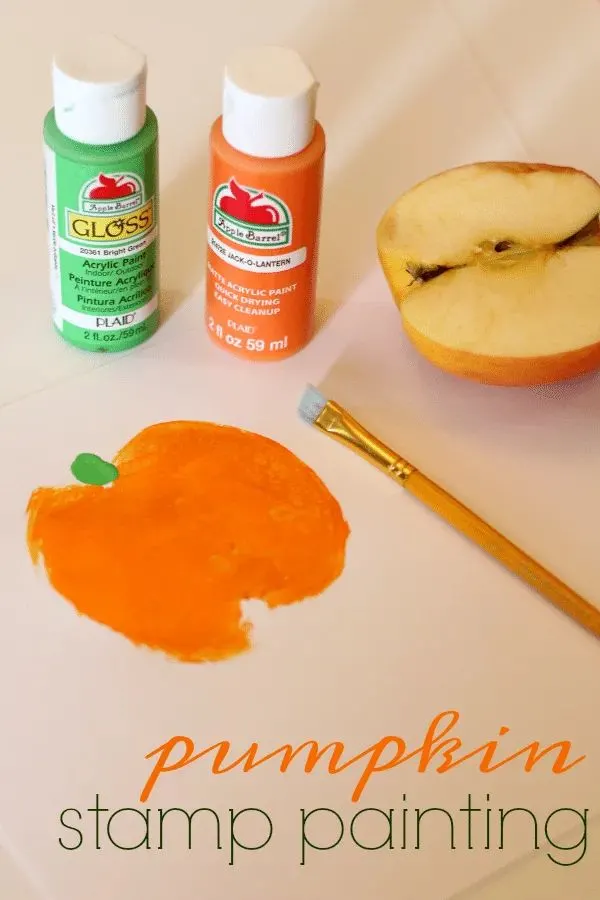 Apple Stamp Pumpkin Painting