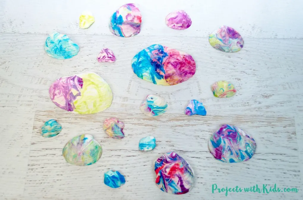 Easy Marbled Seashell Art