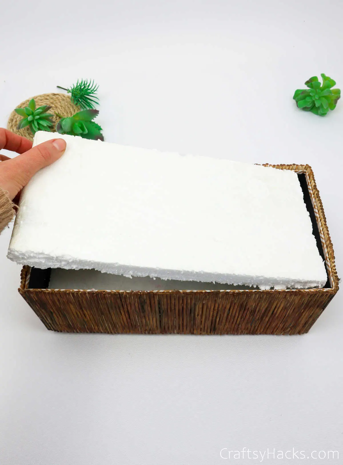 putting styrofoam in box