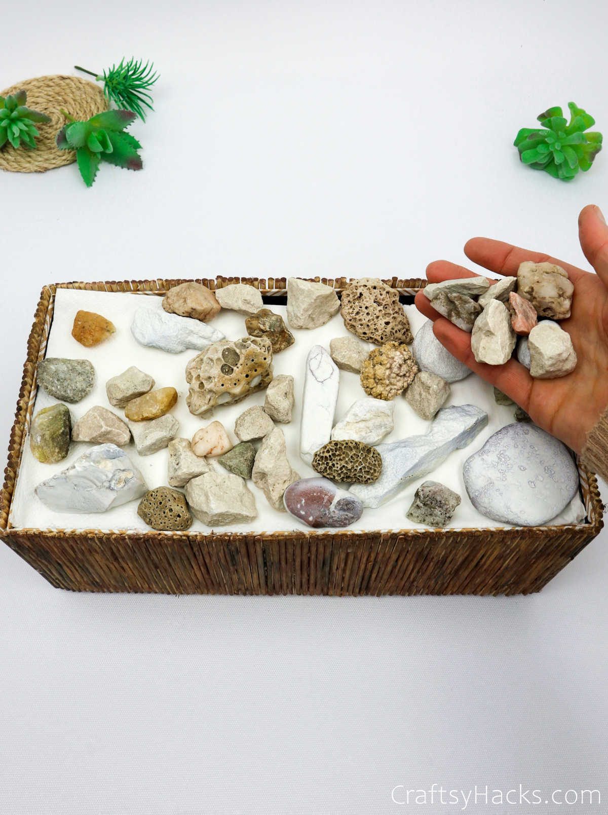 filling box with rocks