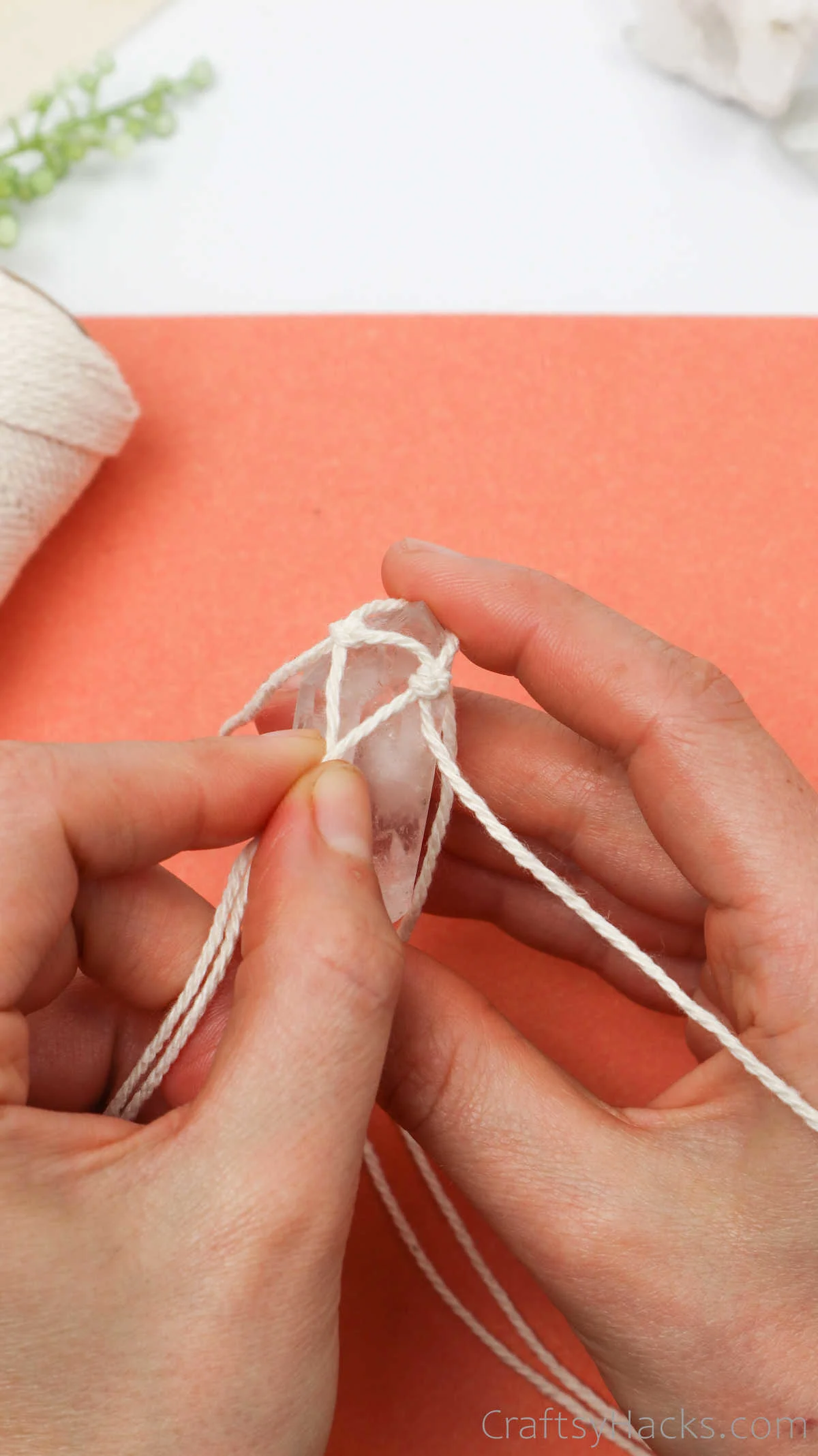 wrapping crystal in string