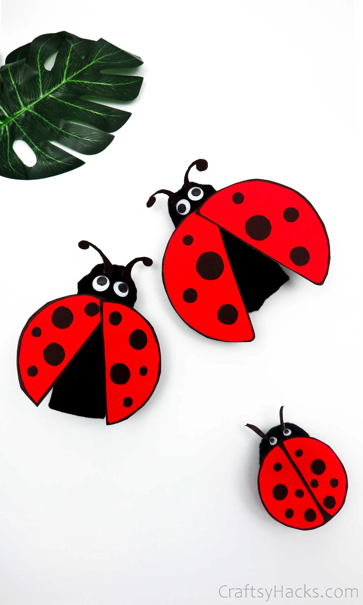 finished paper roll ladybugs