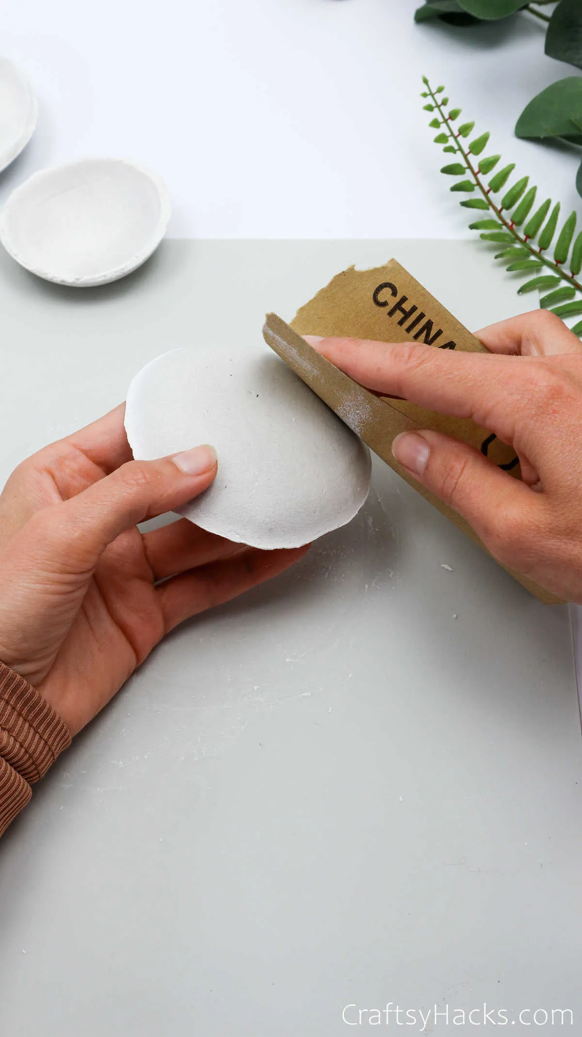 sanding clay bowl