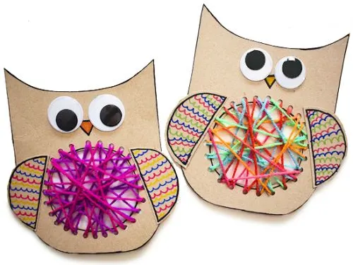 Yarn Lacing Cardboard Owl