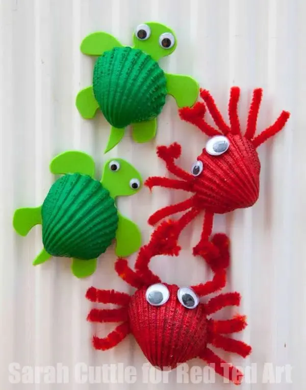 Crab And Turtle Shellfish Magnets