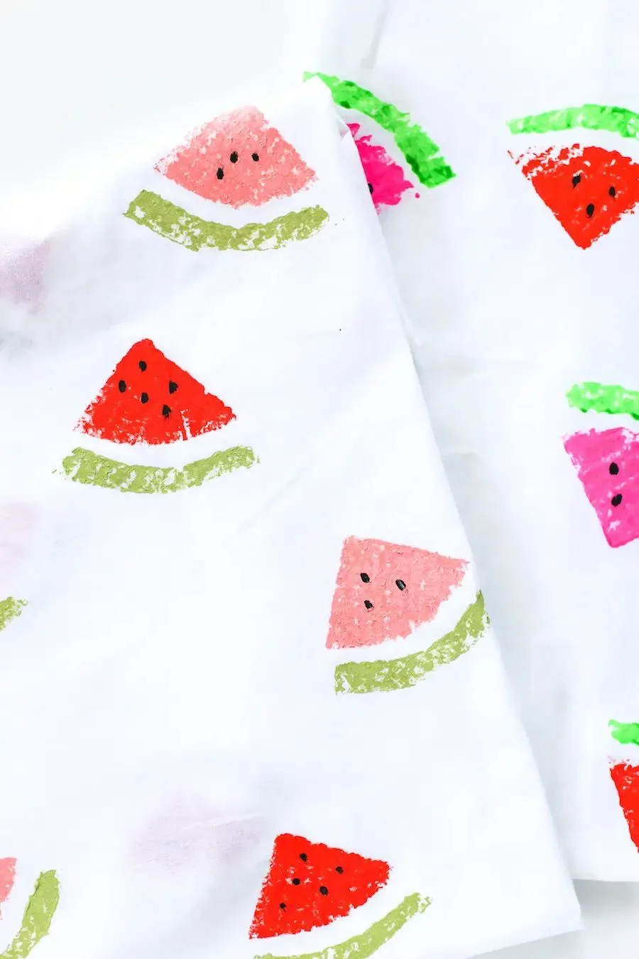 Watermelon Sponge-Stamped Tea Towels