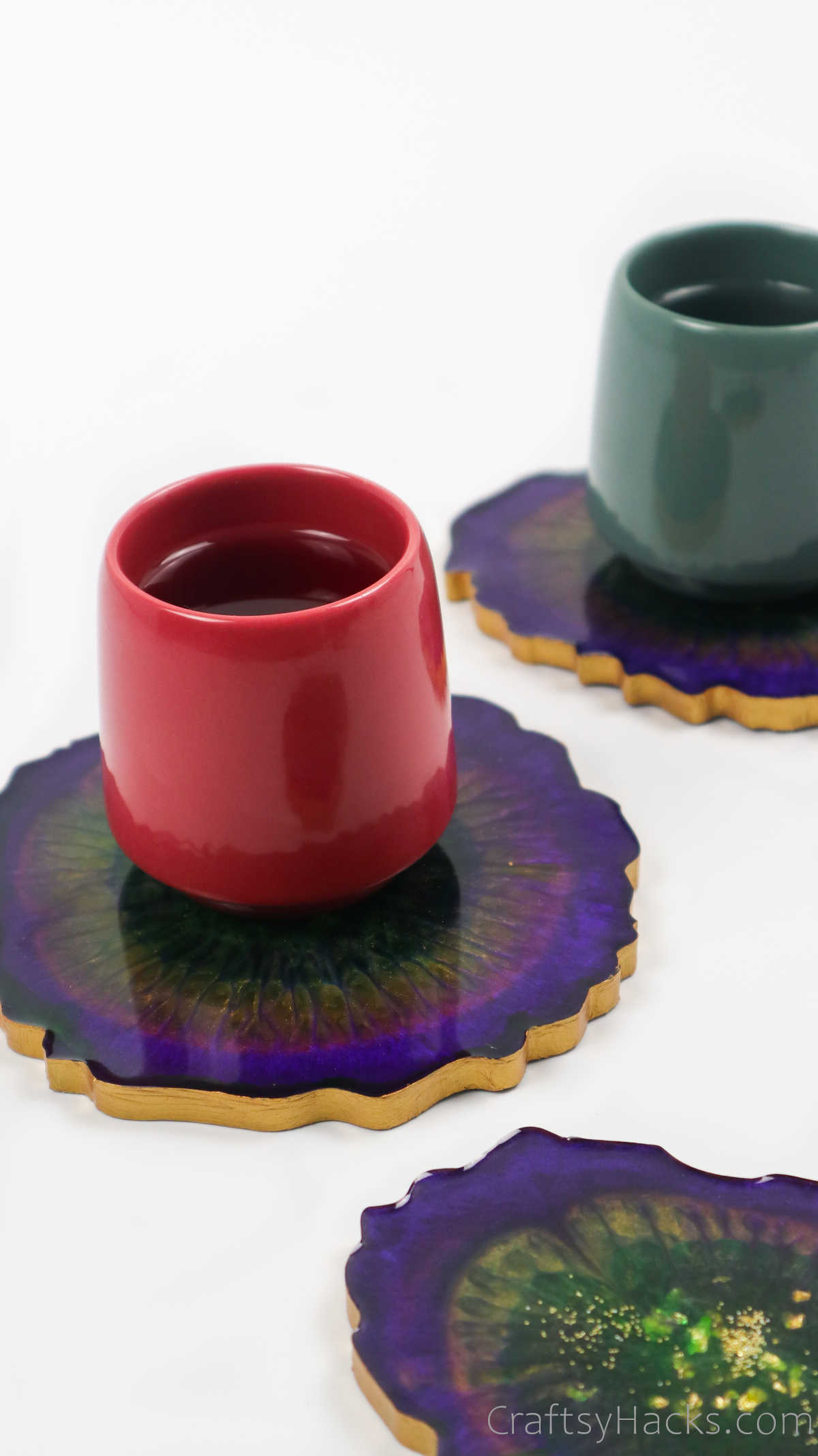 cups on resin coasters