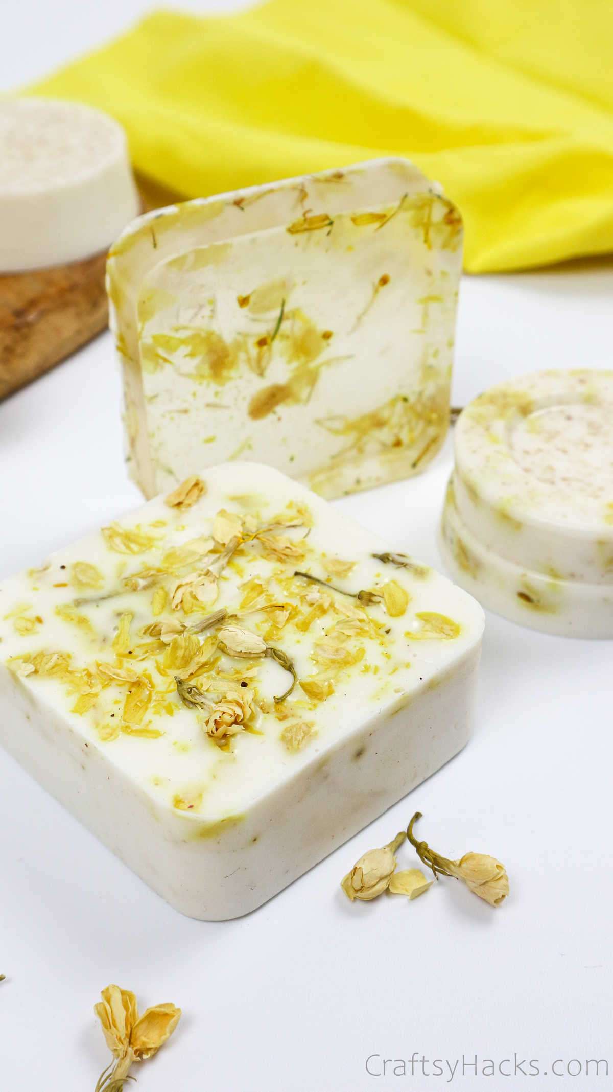 diy soap with yellow flowers
