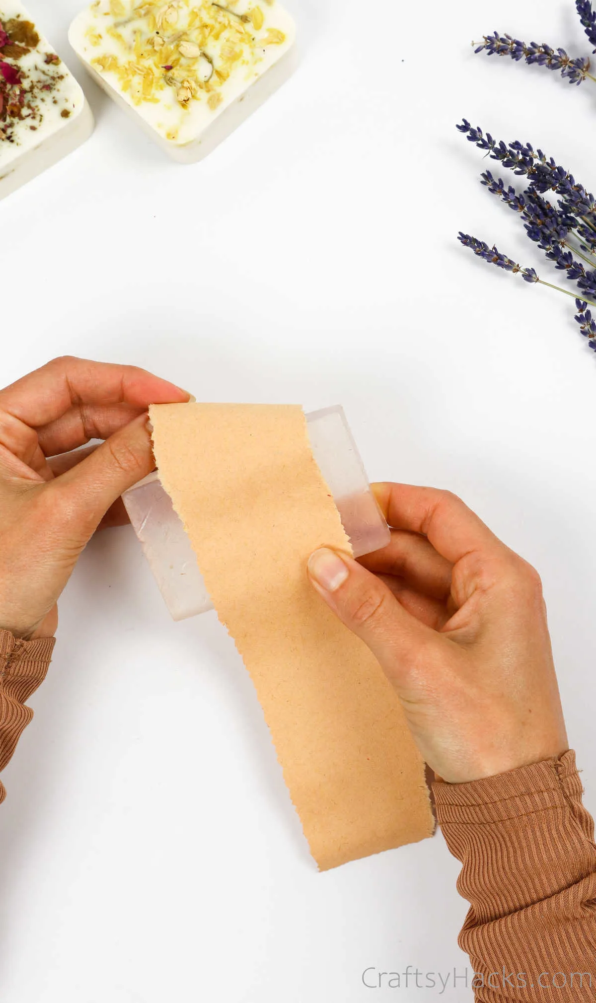 wrapping soap with paper