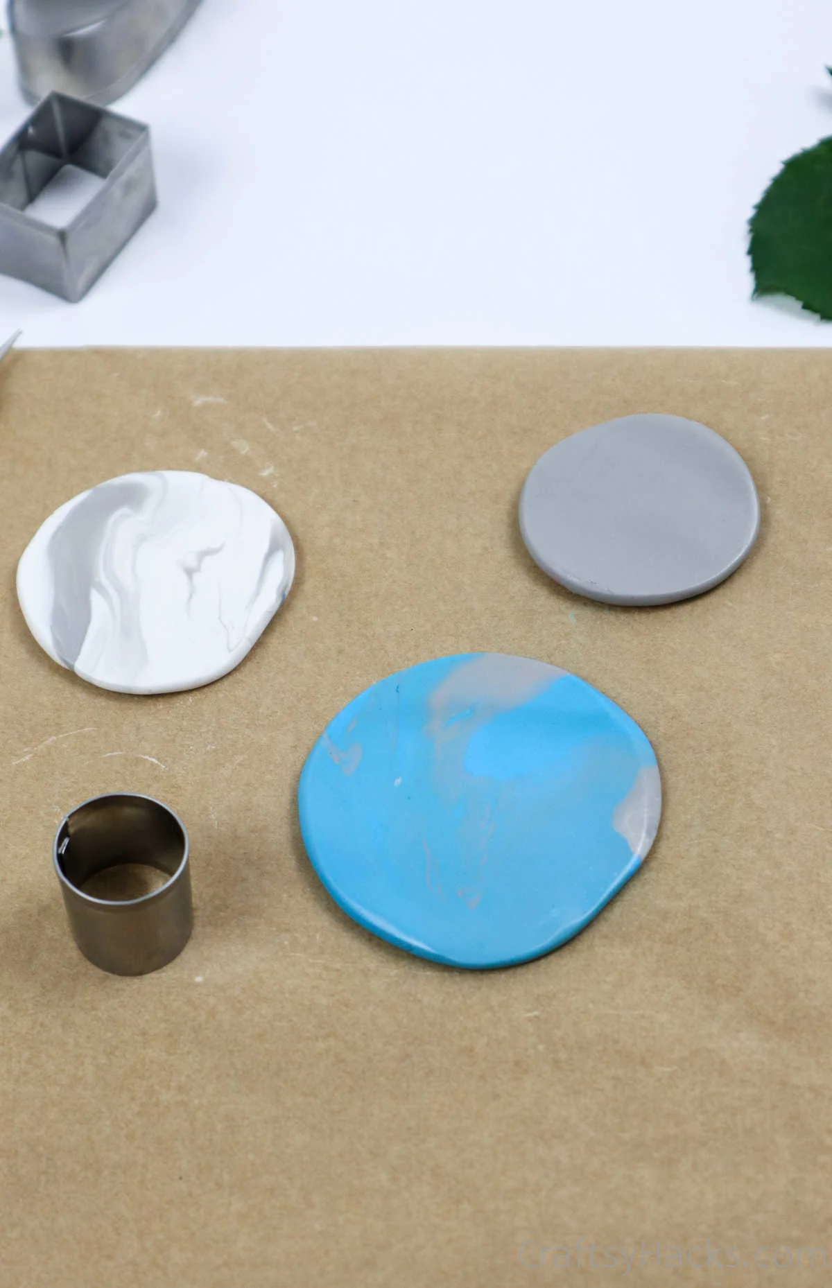 three clay circles