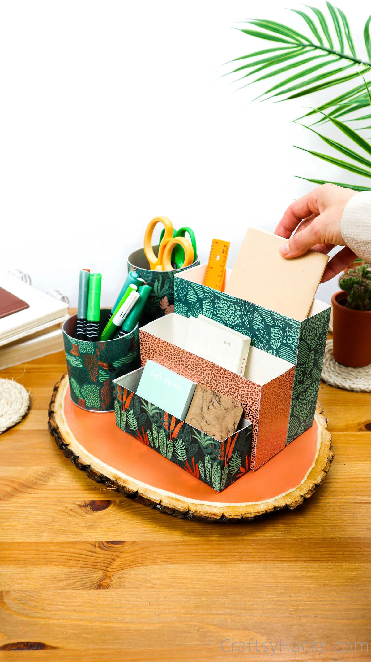 supplies in desk organizer