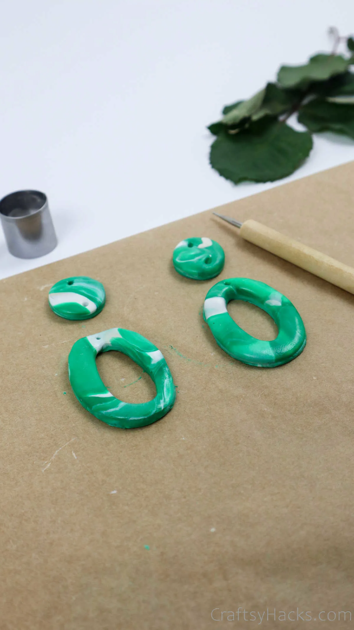 two green clay loops