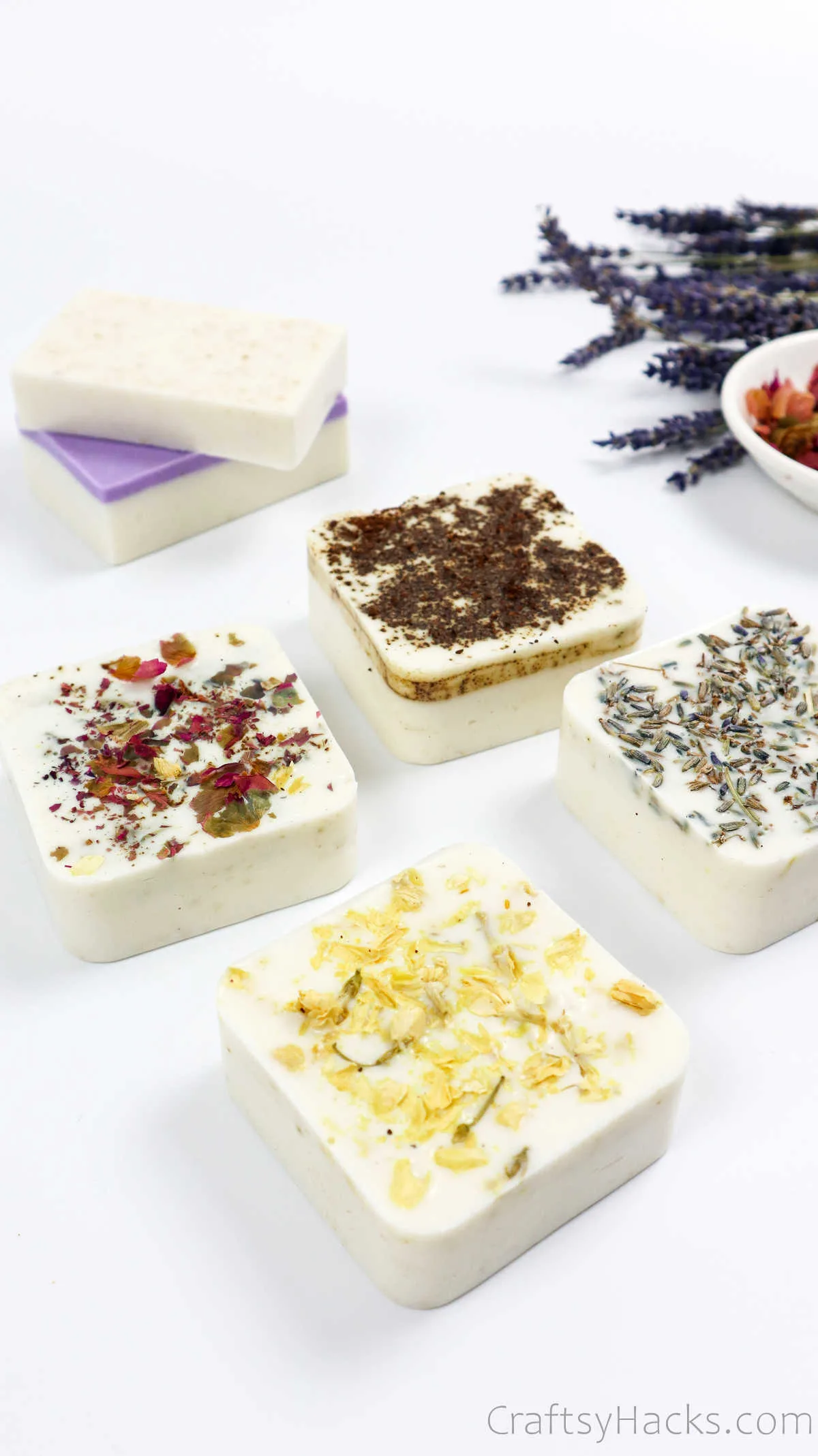 4 soaps with flowers