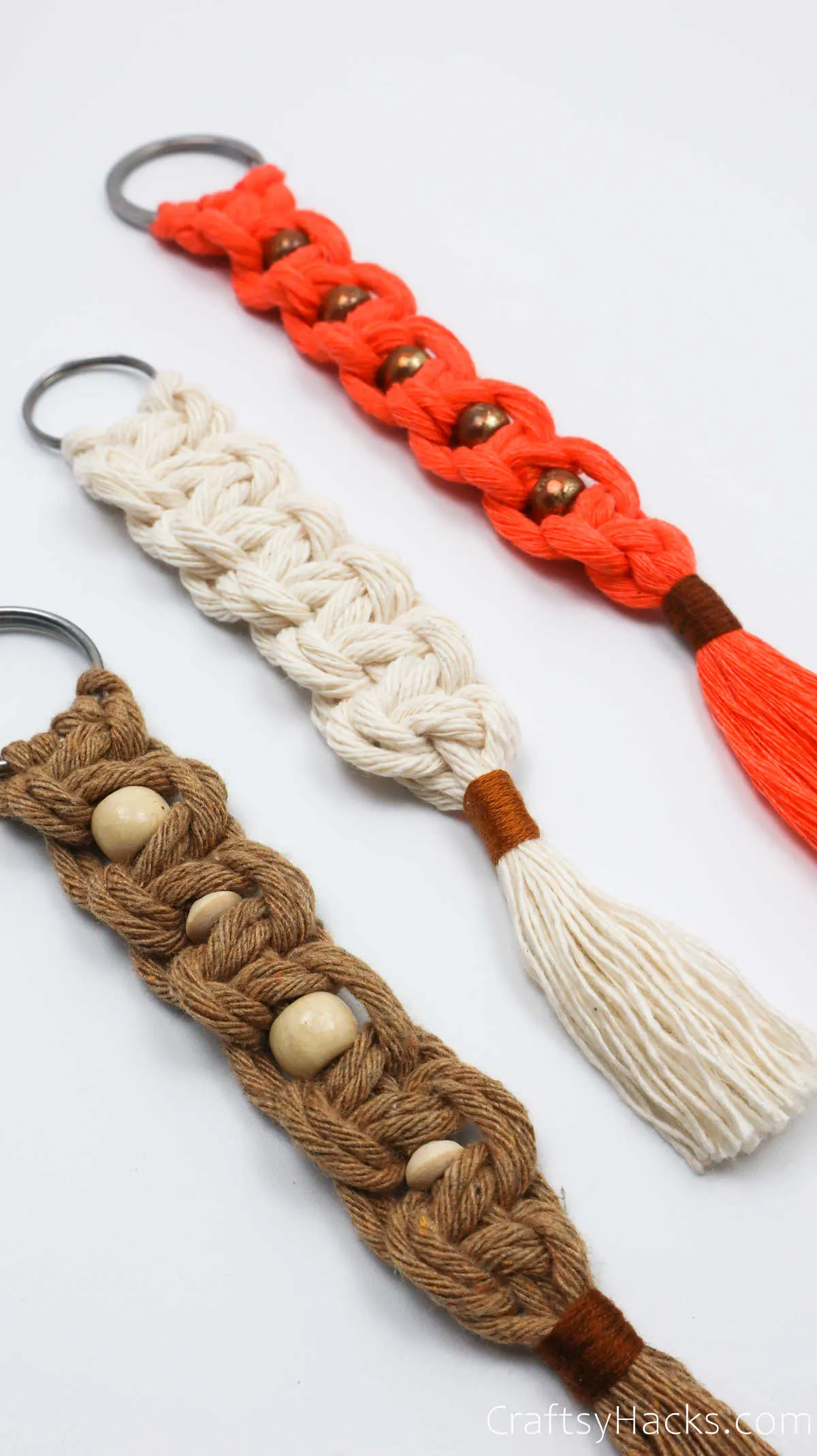 completed macrame keychains