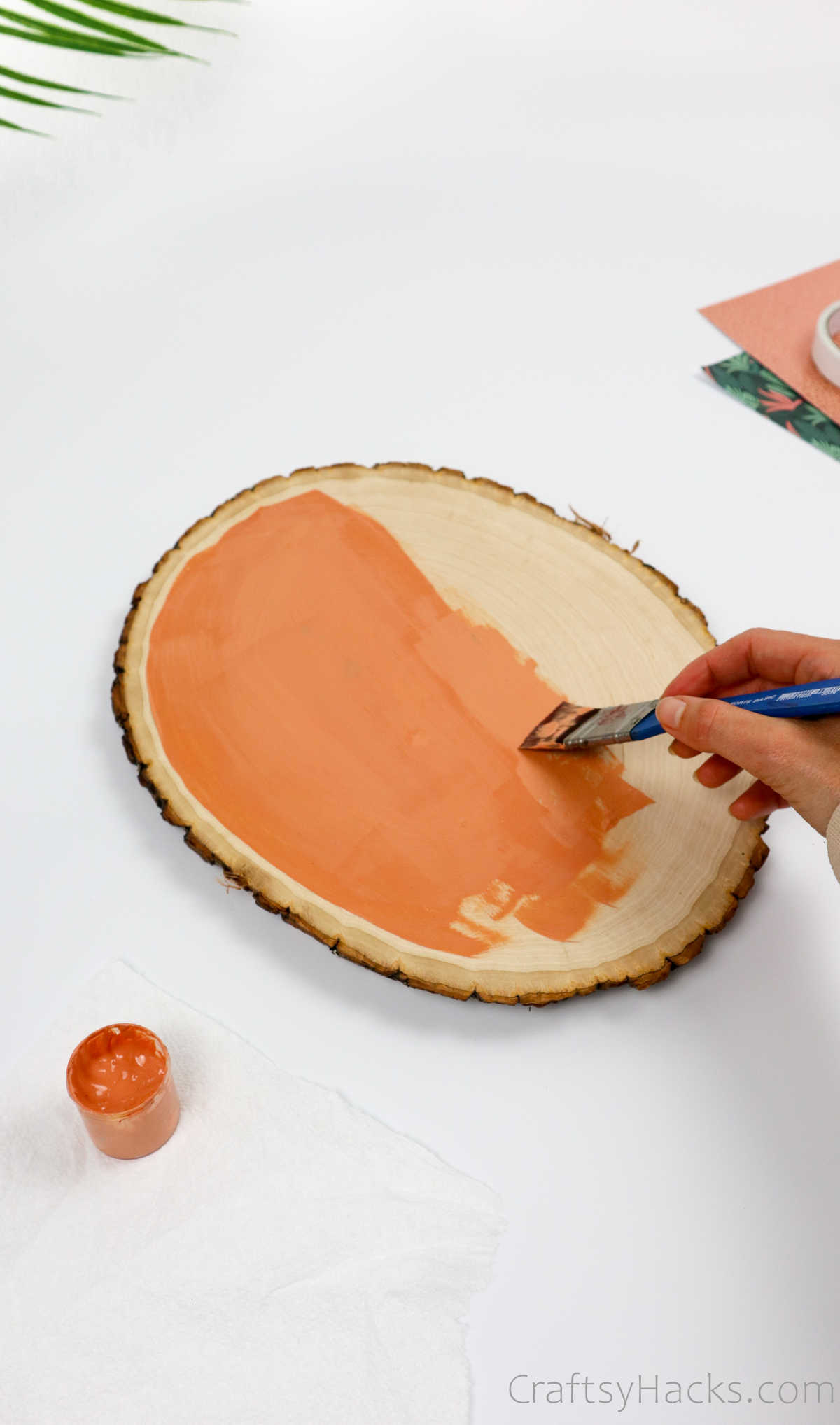 painting wood slice
