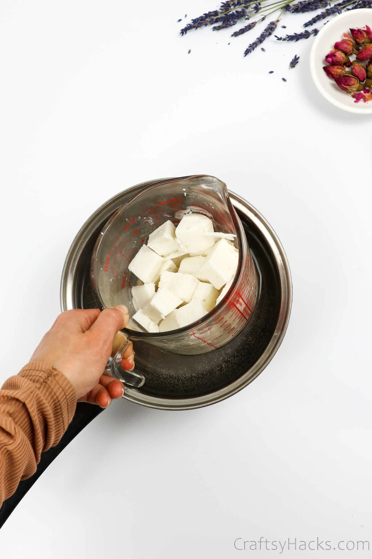 soap base in measuring cup