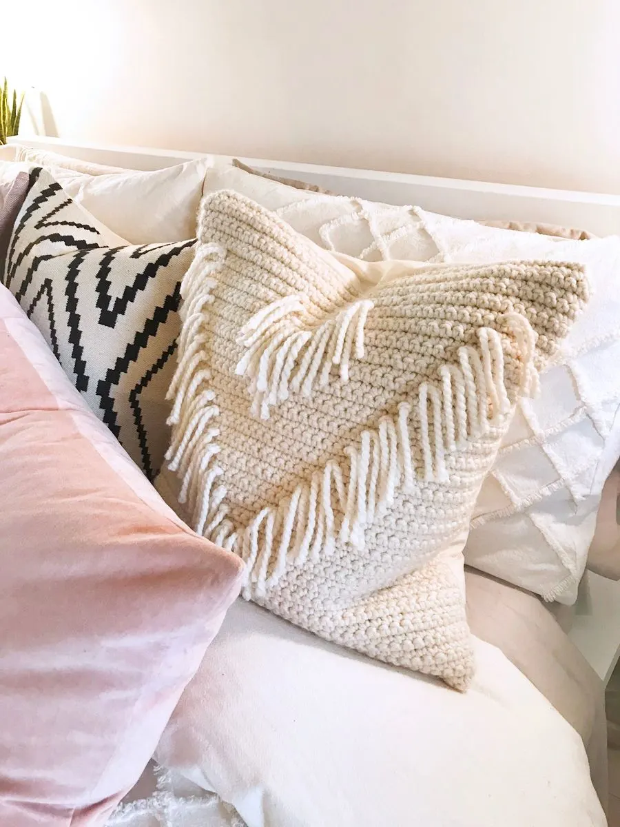 Crochet Pillow with Tassels