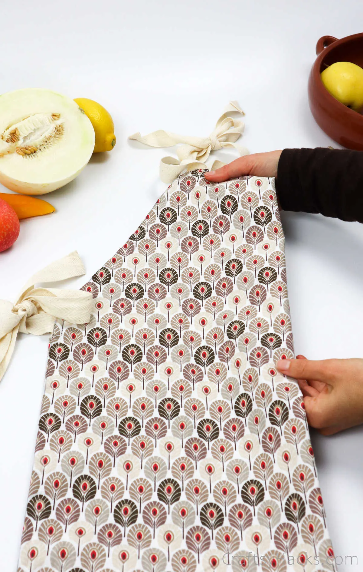 holding folded apron