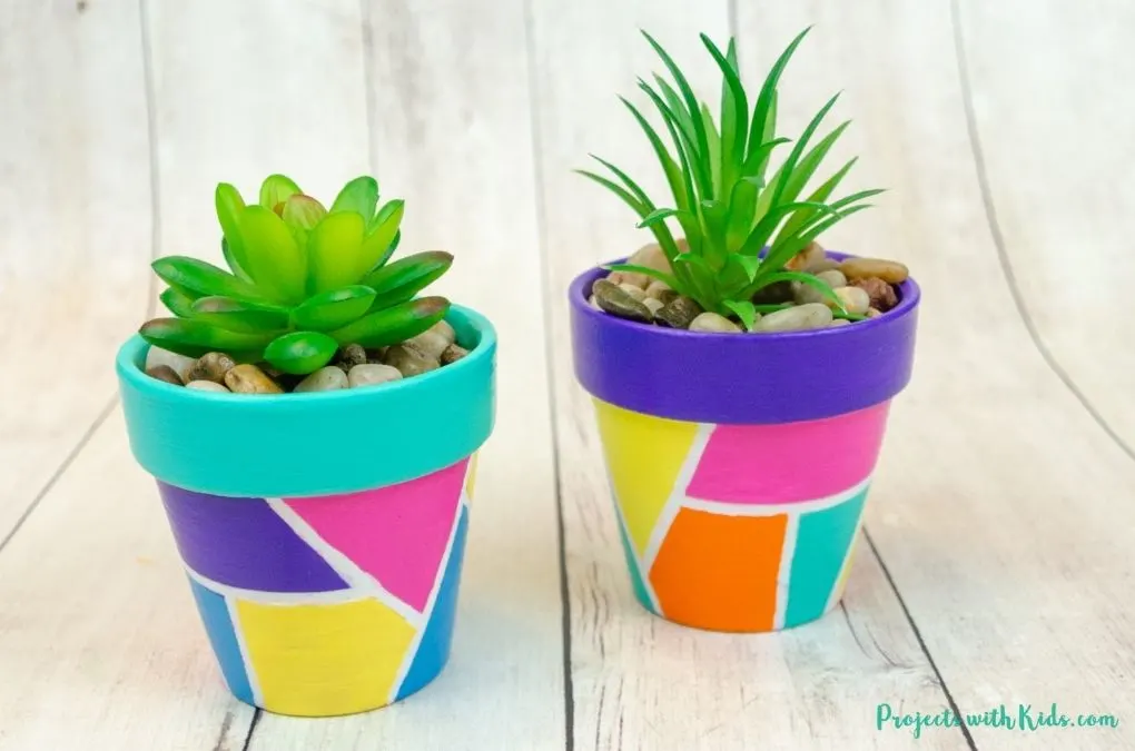 Geometric Painted Flower Pots