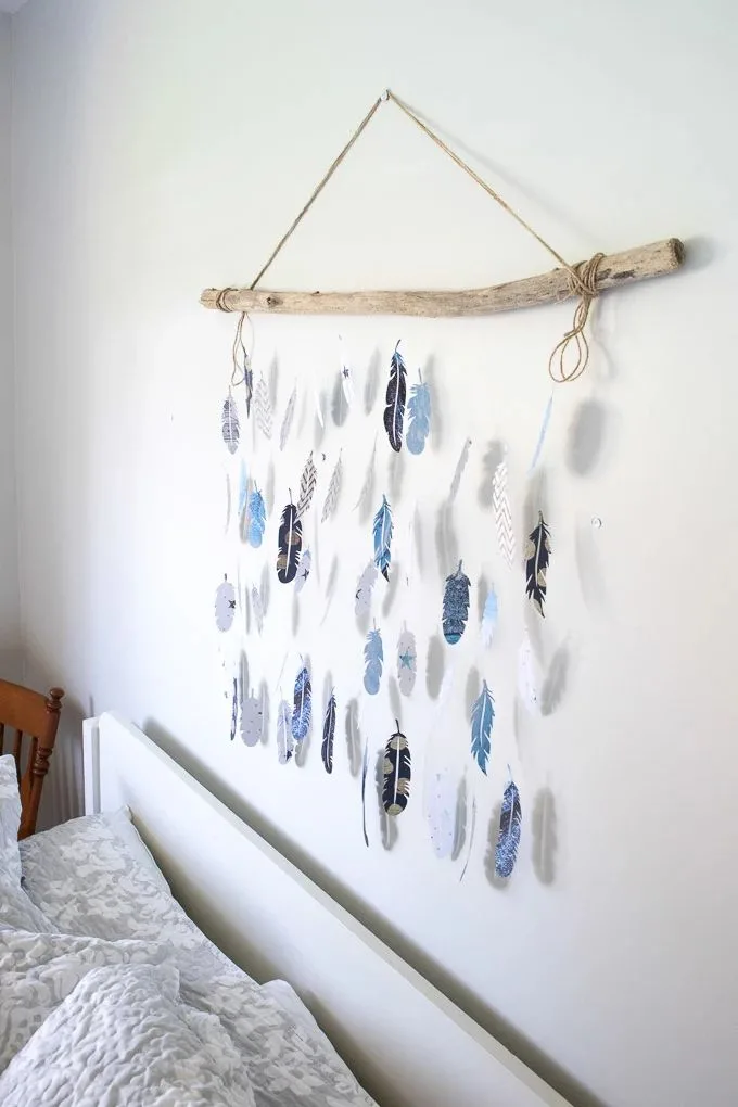 Earthy Paper Feather Wall Decor