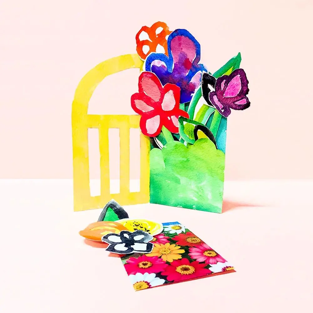 Watercolour Flower Garden Card