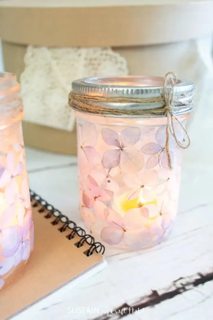 Pressed Flower Mason Jar Luminaries