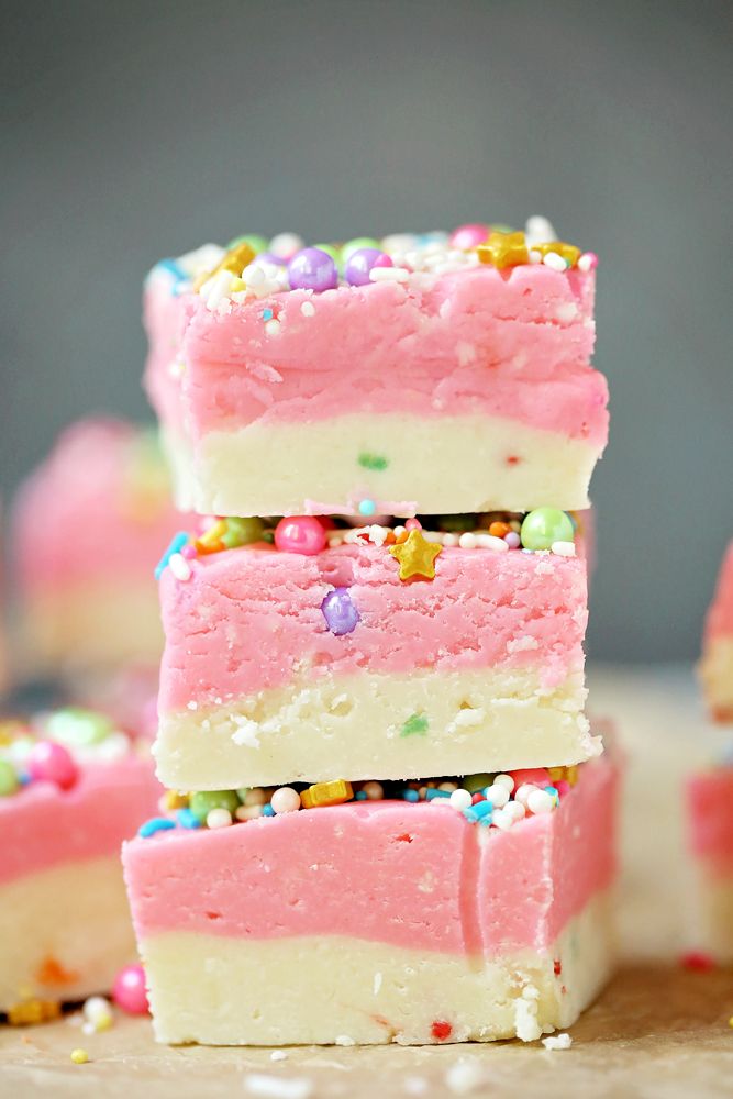 Unicorn Cake Batter Fudge