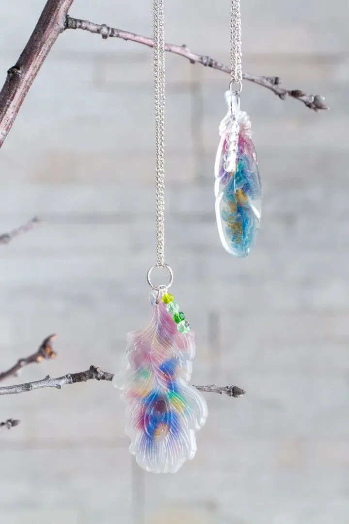 Resin Feather Pendants