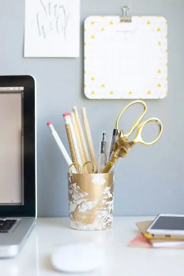 Gold Marbled Pencil Cup