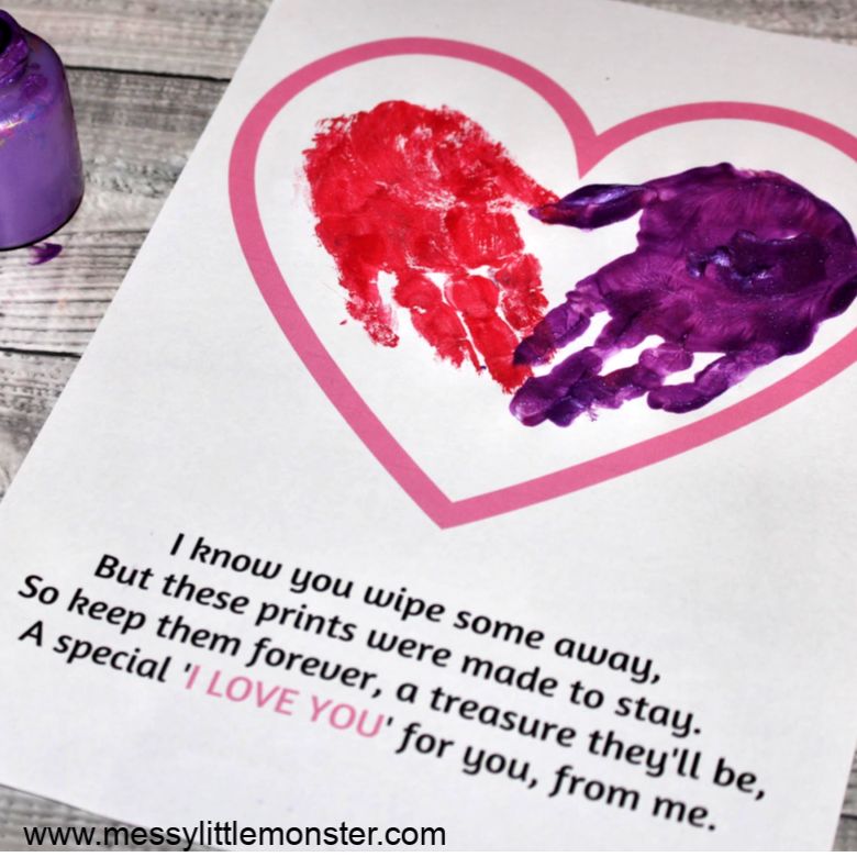 Handprint heart keepsake poem