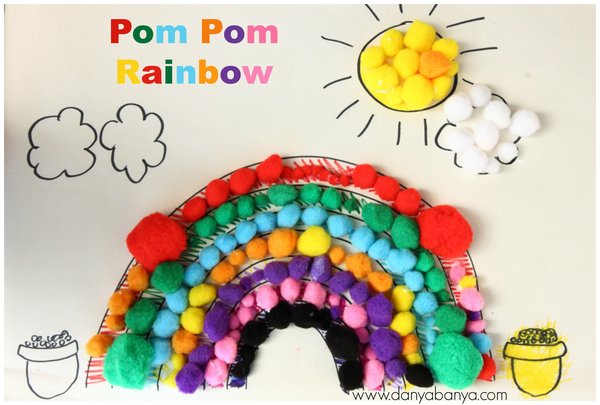 Pom Pom Rainbow Collage