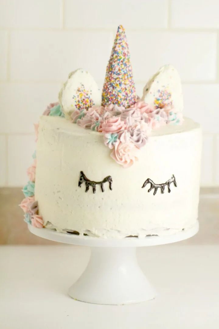 Unicorn Cake with Rainbow Layers