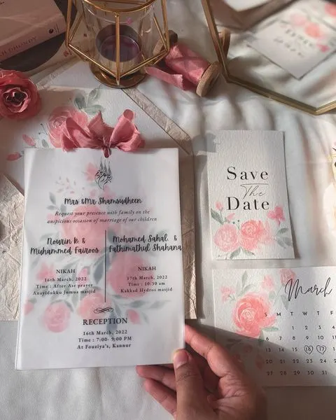 Peach Floral Save The Dates