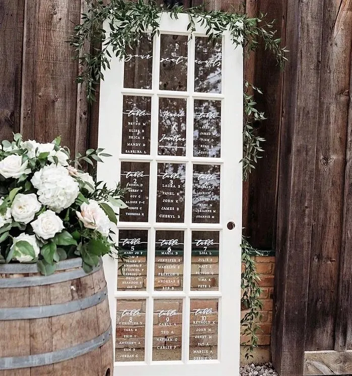 Seating Chart on Wooden Door