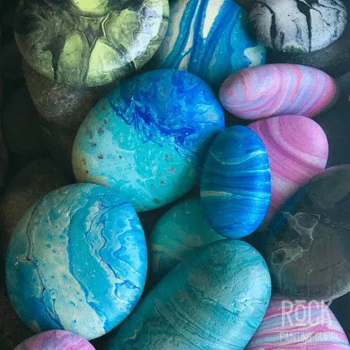 Paint Pouring on Rocks