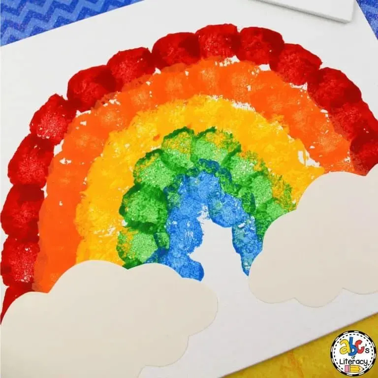 Cotton Ball Rainbow Painting