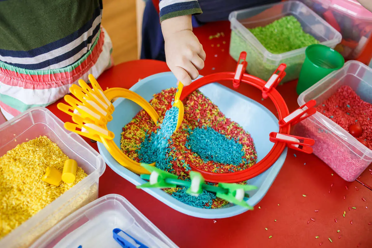 Coloured Beans Sensory Play