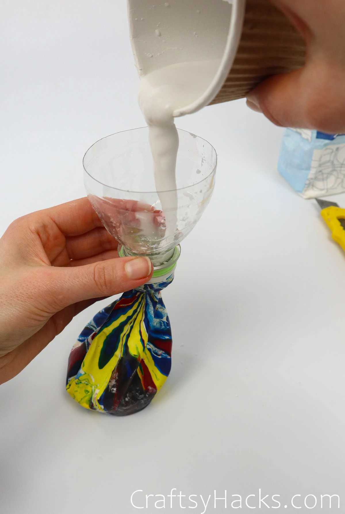 pouring flour mix in bottle