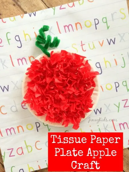 Tissue Paper Plate Apple Craft