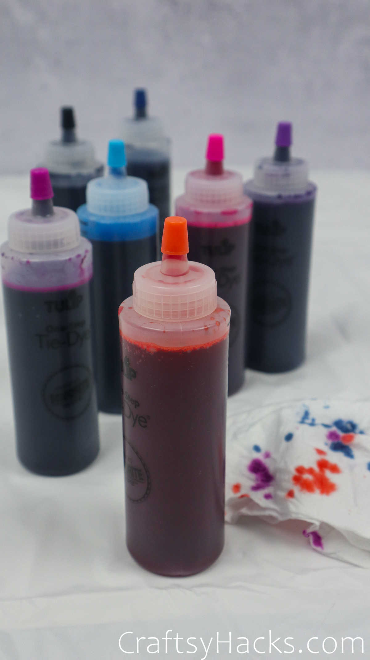 mixed bottles of dye
