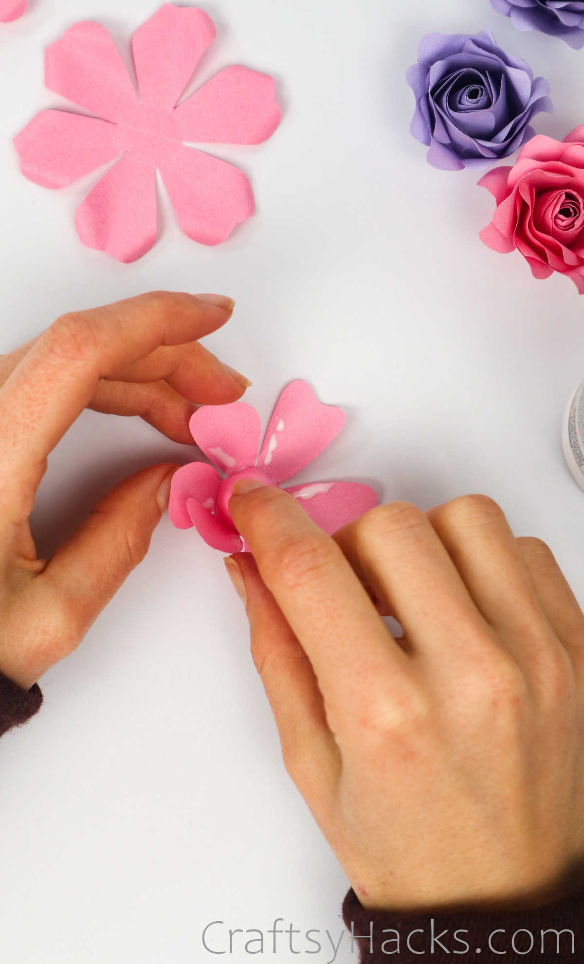 glueing petals